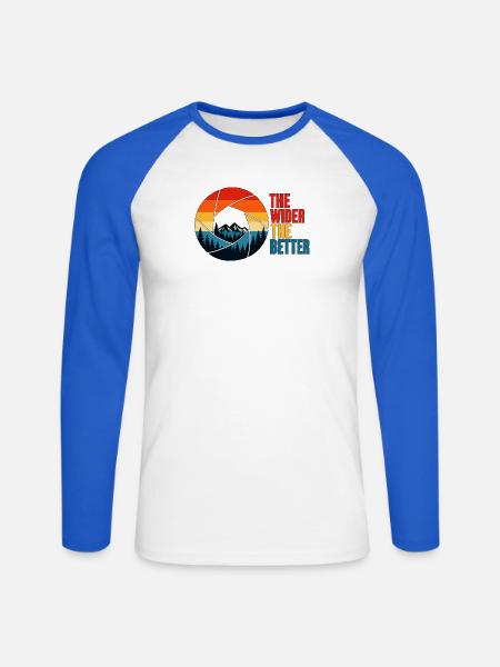 Je breiter, desto besser – Fotodesign - Unisex Baseballshirt langarm - Weiß/Royalblau