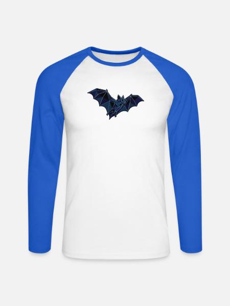 Fliegende Poly Stil Fledermaus - Unisex Baseballshirt langarm - Weiß/Royalblau