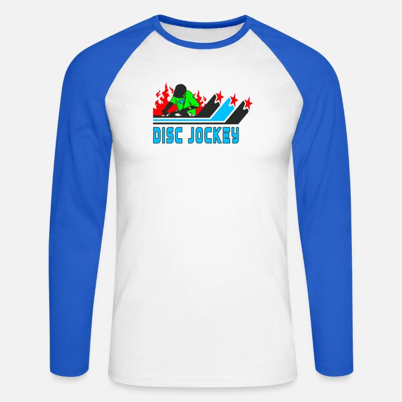 Disc Jockey / DJ / Geschenk / Geschenkidee - Unisex Baseballshirt langarm - Weiß/Royalblau