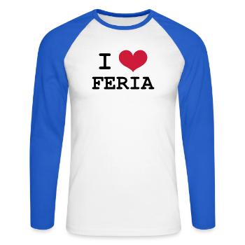 I Love Feria - T-shirt baseball manches longues Homme - blanc/bleu royal - Devant - Nik (191cm)