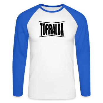 t-shirt Torralba t-shirt Sardinia gift idea - Unisex Long Sleeve Baseball T-Shirt - white/royal blue - Front - Nik (191cm)