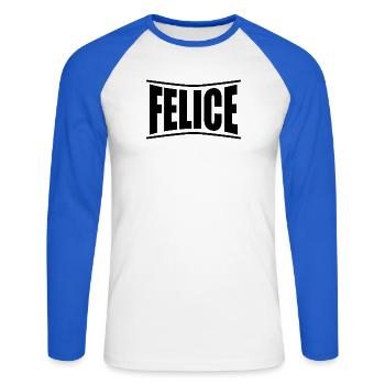 t-shirt Felice t-shirt gift idea - Unisex Long Sleeve Baseball T-Shirt - white/royal blue - Front - Nik (191cm)
