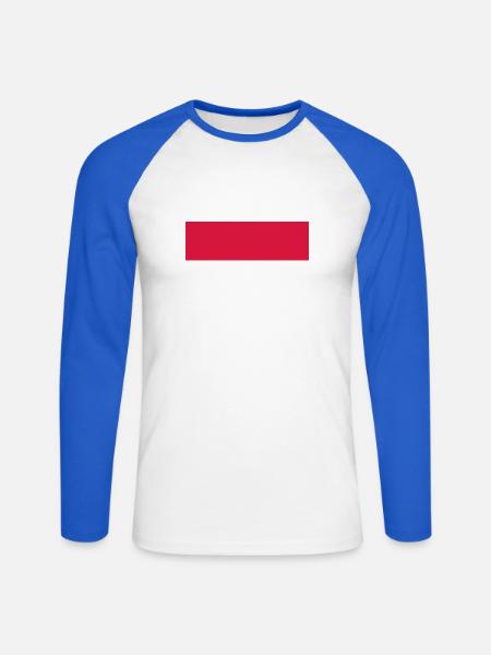 Polen - Unisex Baseballshirt langarm - Weiß/Royalblau