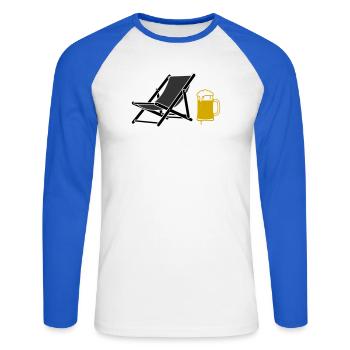 Beach Chair Beer Colored Vector - Unisex Long Sleeve Baseball T-Shirt - white/royal blue - Front - Nik (191cm)