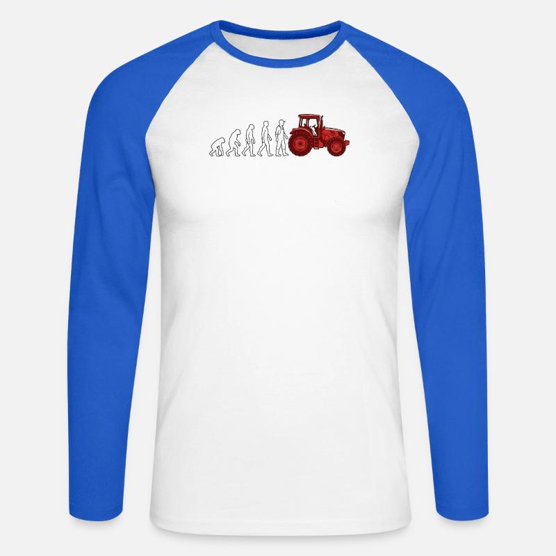 Evolution Farmer Farmer Traktor - Unisex Baseballshirt langarm - Weiß/Royalblau