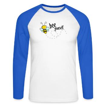 S’il te reste toi-même, abeille qui dit T-shirt - T-shirt baseball manches longues Homme - blanc/bleu royal - Devant - Nik (191cm)