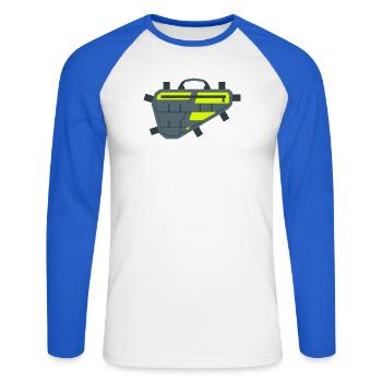 Bicycle Frame Bag Icon - Unisex Long Sleeve Baseball T-Shirt - white/royal blue - Front - Nik (191cm)