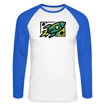 Graffiti de fusées - T-shirt baseball manches longues Homme - blanc/bleu royal - Devant - Nik (191cm)