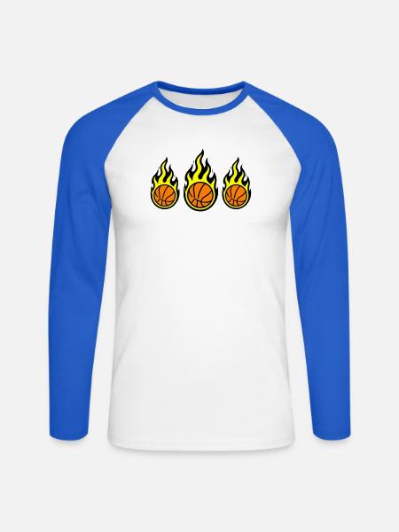 Basketball Flamme Symbol - Unisex Baseballshirt langarm - Weiß/Royalblau