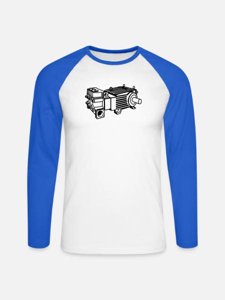 p80 - T-shirt baseball manches longues Homme - blanc/bleu royal