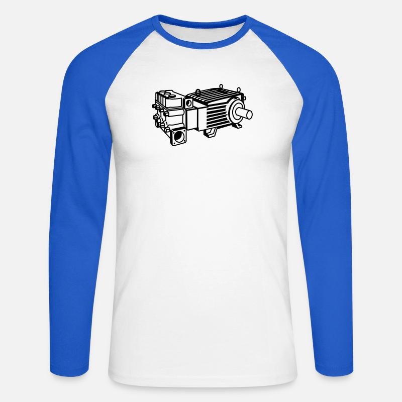Plungerpumpe - Unisex Baseballshirt langarm - Weiß/Royalblau
