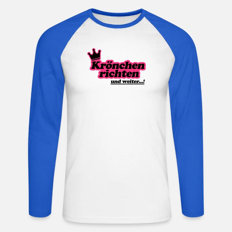 Krönchen richten 2Farben - Unisex Baseballshirt langarm - Weiß/Royalblau