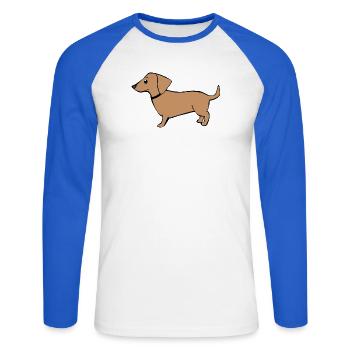 mignon teckel chiens t-shirt cadeau enfants - T-shirt baseball manches longues Homme - blanc/bleu royal - Devant - Nik (191cm)