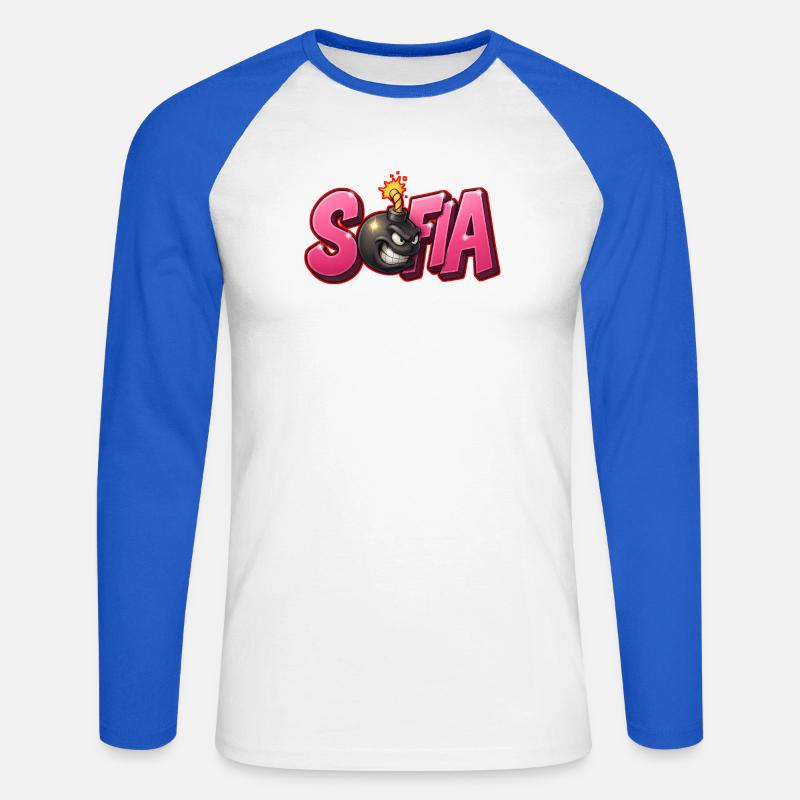Sofia Graffiti Name Bomb Graffité 3D - Unisex Baseballshirt langarm - Weiß/Royalblau
