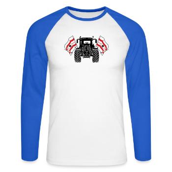 Drenthe_Tractor_Pride - T-shirt baseball manches longues Homme - blanc/bleu royal - Devant - Nik (191cm)