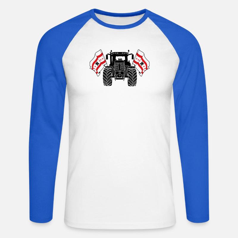 Drenthe_Tractor_Pride - Unisex Long Sleeve Baseball T-Shirt - white/royal blue