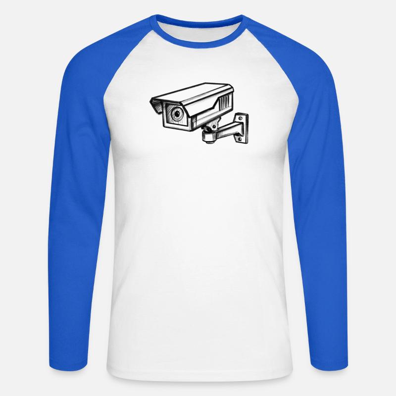 Security Camera Security - Illusionration - Unisex Long Sleeve Baseball T-Shirt - white/royal blue
