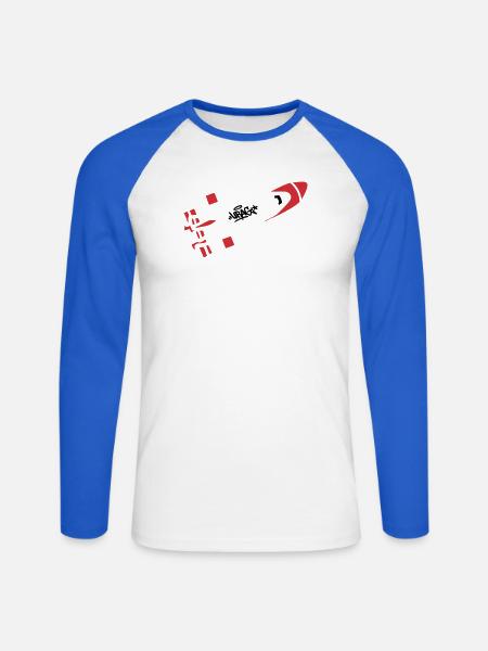 Red Rocket Graffiti Logo - Unisex Long Sleeve Baseball T-Shirt - white/royal blue