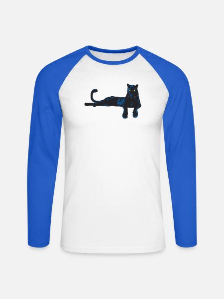 Panter mit blauen Akzenten - Unisex Baseballshirt langarm - Weiß/Royalblau