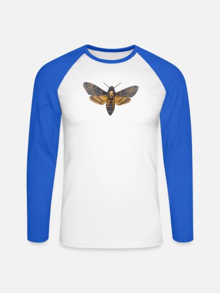 Sphinx-Schädel-Nacht-Schädel-Schmetterling - Unisex Baseballshirt langarm - Weiß/Royalblau