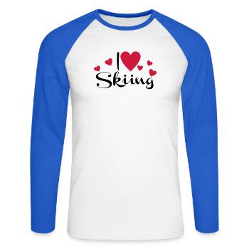 ski - Unisex Long Sleeve Baseball T-Shirt - white/royal blue - Front - Nik (191cm)