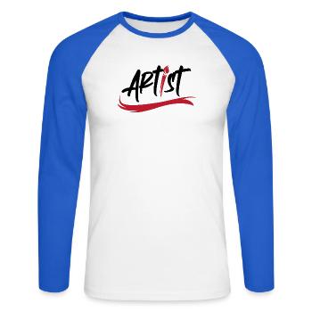 artist brush logo art icon brush stroke icon - Unisex Long Sleeve Baseball T-Shirt - white/royal blue - Front - Nik (191cm)