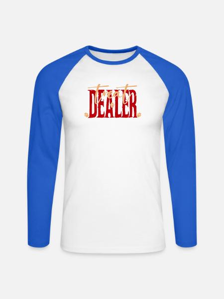 Leckerli-Händler Pfotenabdruck Typografie - Unisex Baseballshirt langarm - Weiß/Royalblau