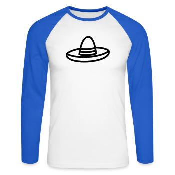 chapeau mexicain - T-shirt baseball manches longues Homme - blanc/bleu royal - Devant - Nik (191cm)