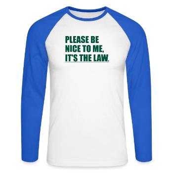 Funny Sarcastic Sarcasm College University School  - Unisex Long Sleeve Baseball T-Shirt - white/royal blue - Front - Nik (191cm)