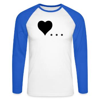 Cœur à trois points – Conception de symboles - T-shirt baseball manches longues Homme - blanc/bleu royal - Devant - Nik (191cm)