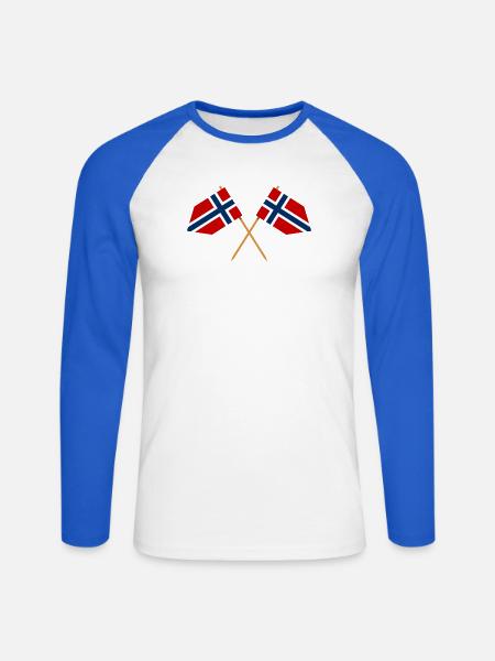 Norwegische Flagge - Unisex Baseballshirt langarm - Weiß/Royalblau