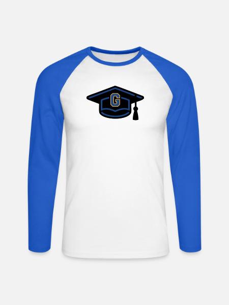 Doktorhut Buchstabe Icon - Unisex Baseballshirt langarm - Weiß/Royalblau