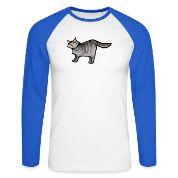 Schnurrbart-Aquarellkatze - Unisex Baseballshirt langarm - Weiß/Royalblau - Vorne - Nik (191cm)