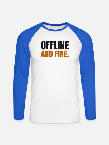 Offline und in Ordnung - Unisex Baseballshirt langarm - Weiß/Royalblau