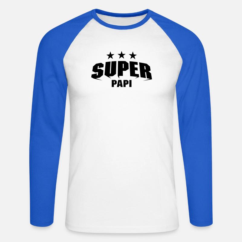 Super Papi - Unisex Baseballshirt langarm - Weiß/Royalblau