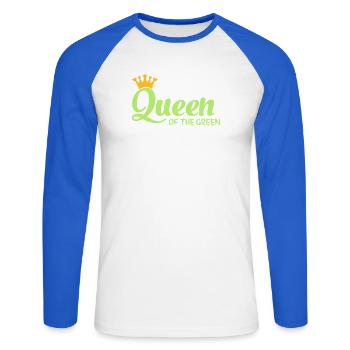 Queen of the Green - T-shirt baseball manches longues Homme - blanc/bleu royal - Devant - Nik (191cm)