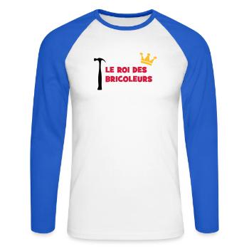 Der König der Heimwerker - Unisex Baseballshirt langarm - Weiß/Royalblau - Vorne - Nik (191cm)