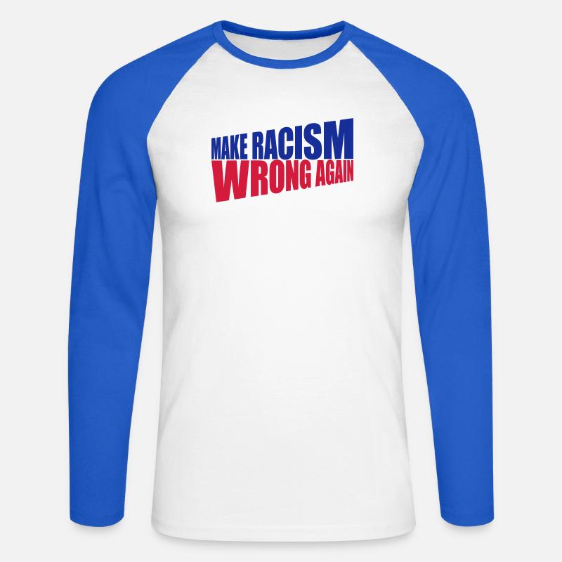 make racism wrong again - Unisex Baseballshirt langarm - Weiß/Royalblau
