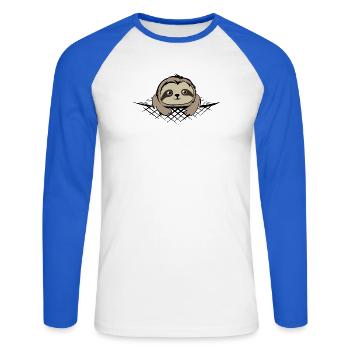 Sloth in pocket comic cartoon funny icon - Unisex Long Sleeve Baseball T-Shirt - white/royal blue - Front - Nik (191cm)