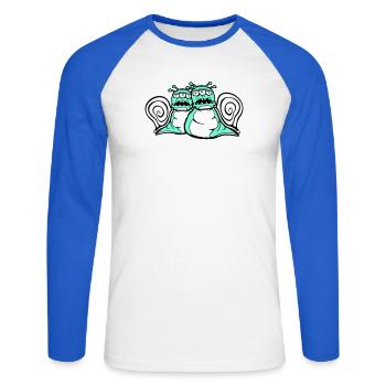 2 snails alien monster Halloween extraterrestrials - Unisex Long Sleeve Baseball T-Shirt - white/royal blue - Front - Nik (191cm)