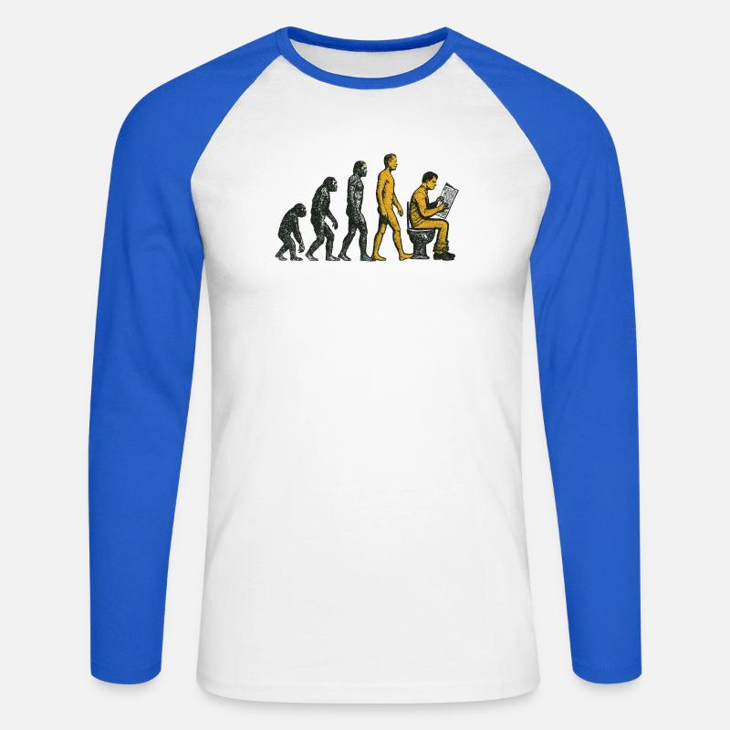 Evolution zum Klo-Mann Grunge Lustig - Unisex Baseballshirt langarm - Weiß/Royalblau