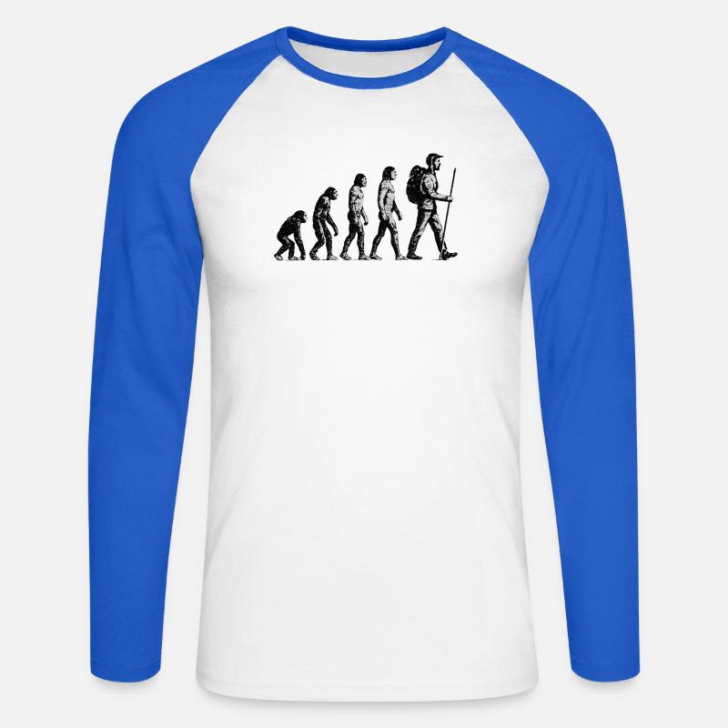 Évolution vers le design grunge Wandersmann - T-shirt baseball manches longues Homme - blanc/bleu royal