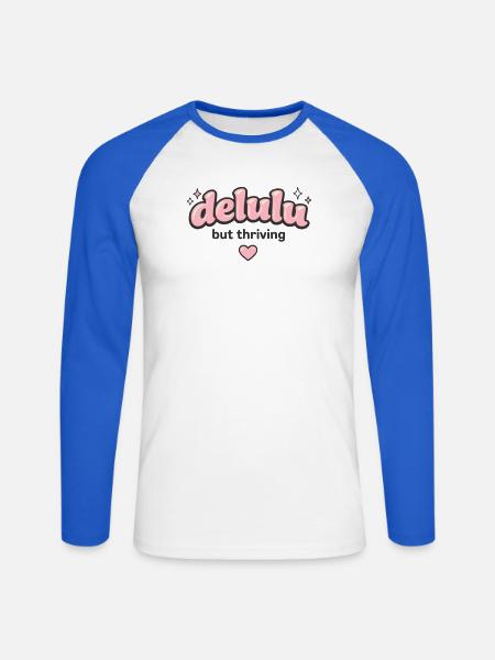 Delulu Thriving Logo - Unisex Baseballshirt langarm - Weiß/Royalblau