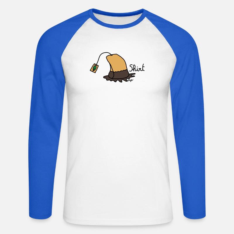 Teehemd - Unisex Baseballshirt langarm - Weiß/Royalblau