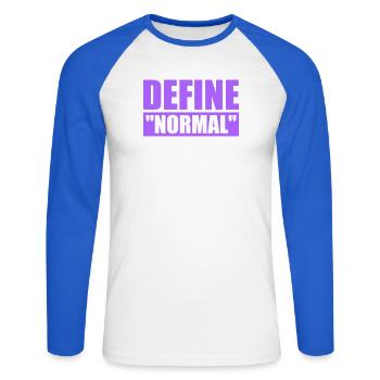 Define Normal Lustig Sarkastisch Definition Grafik - Unisex Baseballshirt langarm - Weiß/Royalblau - Vorne - Nik (191cm)
