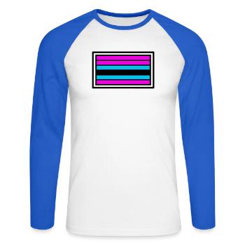 Logo rayé du drapeau de la fierté - T-shirt baseball manches longues Homme - blanc/bleu royal - Devant - Nik (191cm)