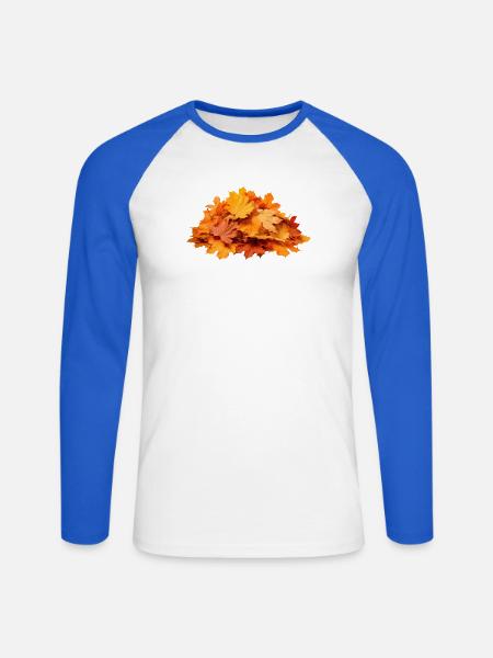 Autumn Leaves – Warmes Herbst‑Design - Unisex Baseballshirt langarm - Weiß/Royalblau