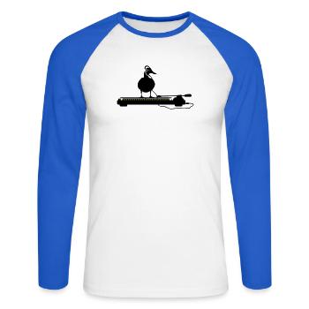 disco duck turntable - Unisex Long Sleeve Baseball T-Shirt - white/royal blue - Front - Nik (191cm)