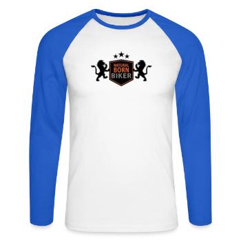 natural_born_biker - T-shirt baseball manches longues Homme - blanc/bleu royal - Devant - Nik (191cm)