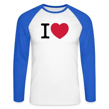 I Love... - Unisex Long Sleeve Baseball T-Shirt - white/royal blue - Front - Nik (191cm)